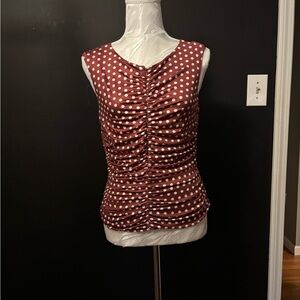 Princess Polly Ruched Polka Dot Blouse - Red and White